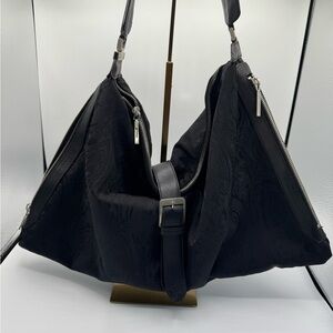 Vintage ETRO Milano Black Paisley Jacquard Crescent Moon Hobo Bag